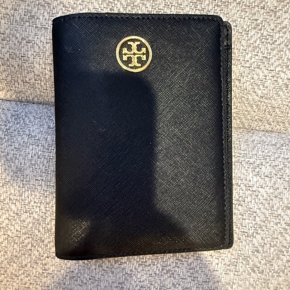 Tory Burch Black passport holder with Gold Emblem - Picture 1 of 3